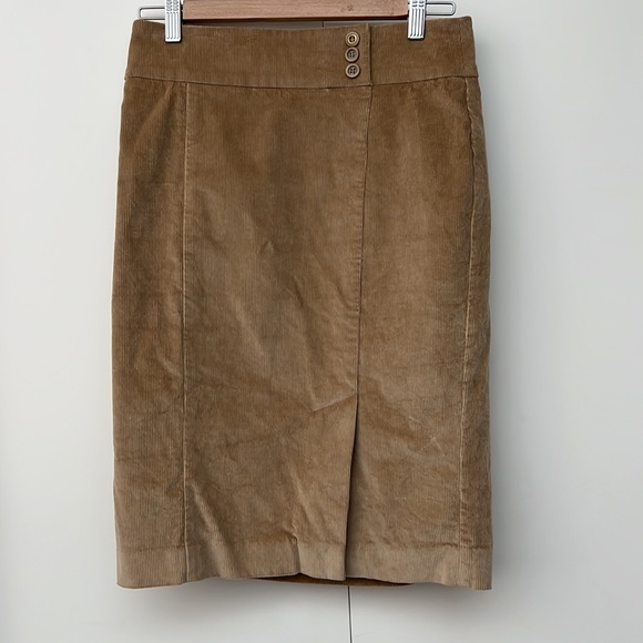 BEBE Corduroy Tan Peplum Ruffle Blazer Skirt Suit - Picture 4 of 8